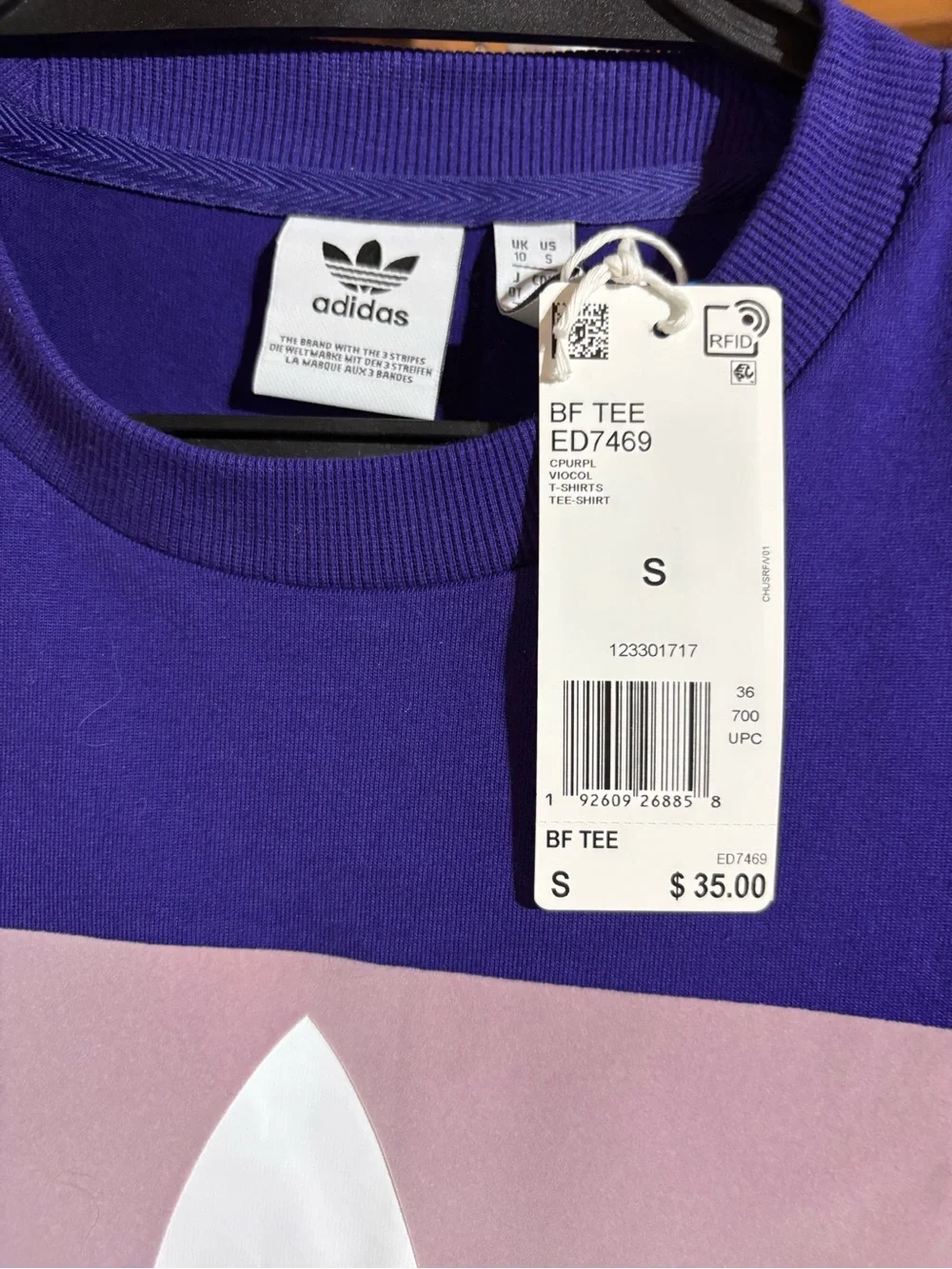 adidas Purple T‑Shirt with Light Pink Logo Box